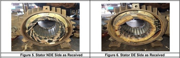 Kondisi stator terbakar sebelum proses rewinding