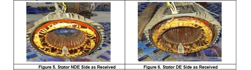 Kondisi winding stator terbakar sebelum rewinding