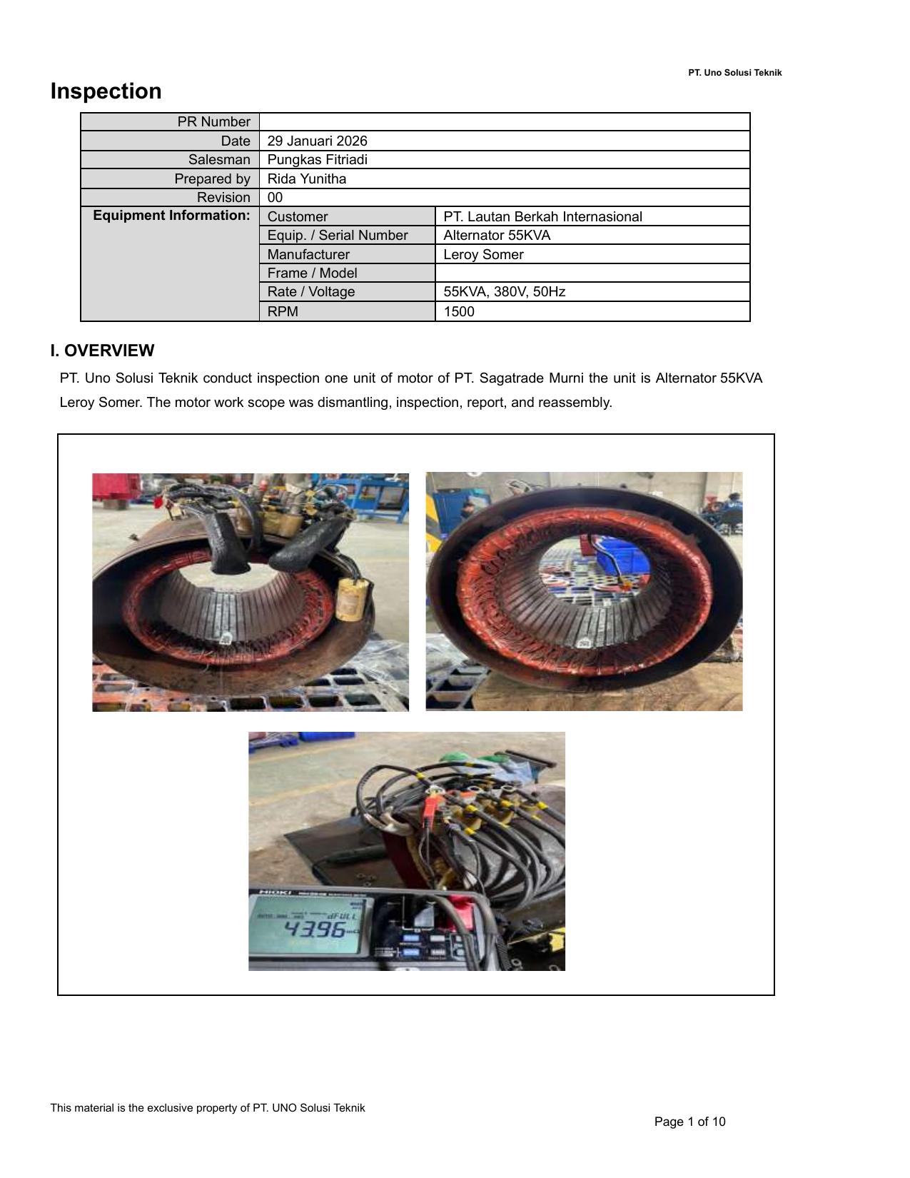 Alternator 55KVA Leroy Somer Before After Report