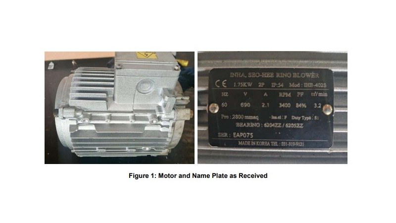 Inspection Motor Blower 1,75KW SEO-HEE Universal Energy Resources winding burn IR drop dan NDE housing out tolerance