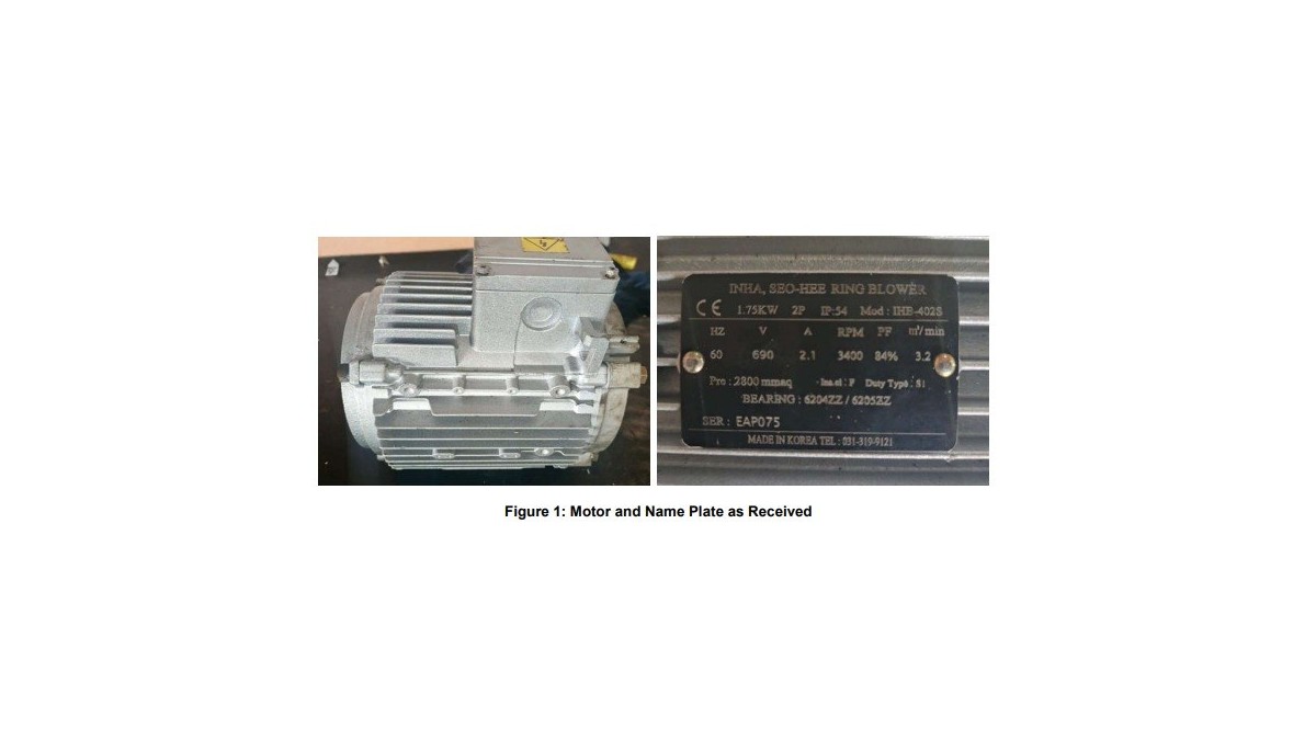 Motor blower 1,75KW SEO-HEE Universal Energy Resources saat diterima untuk initial inspection UNO Solusi Teknik