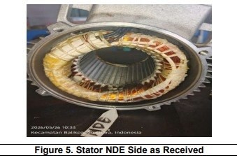 Stator NDE motor blower 1,75KW setelah dismantling