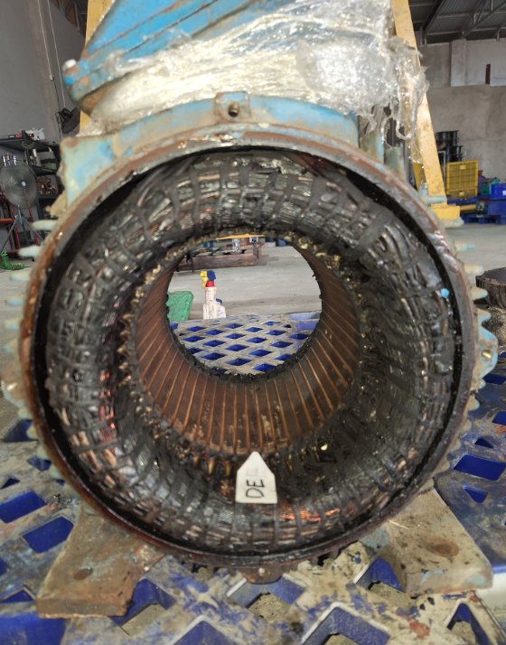Stator burn dan coil explosion pada Motor 18,5KW REA Kaltim