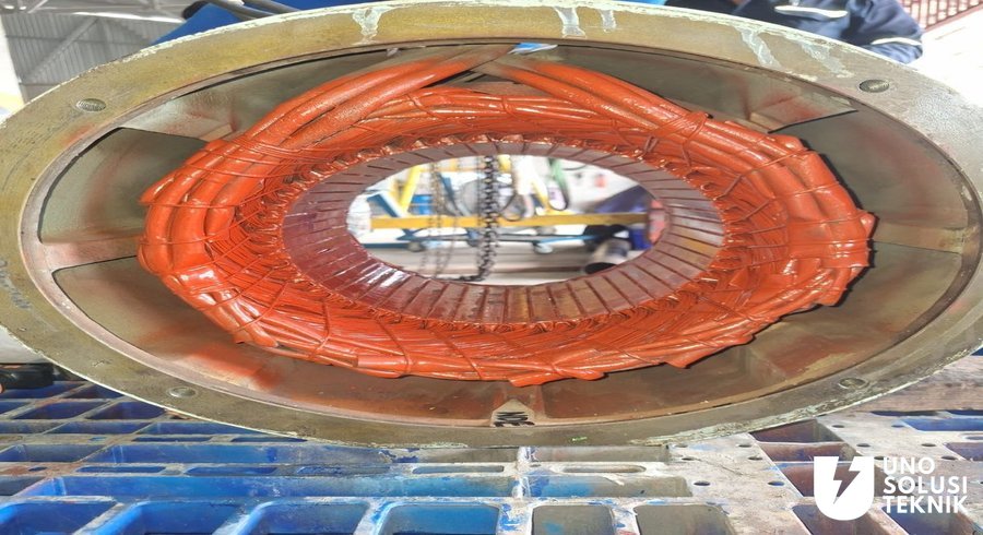 Stator Motor Nishishiba 70KW — Lilitan Copper Siap di Rewinding