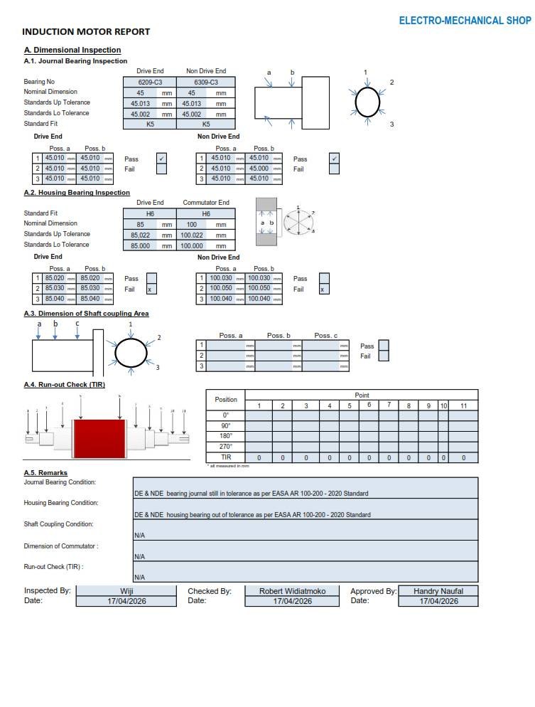 Dimensional inspection housing bearing motor 15KW