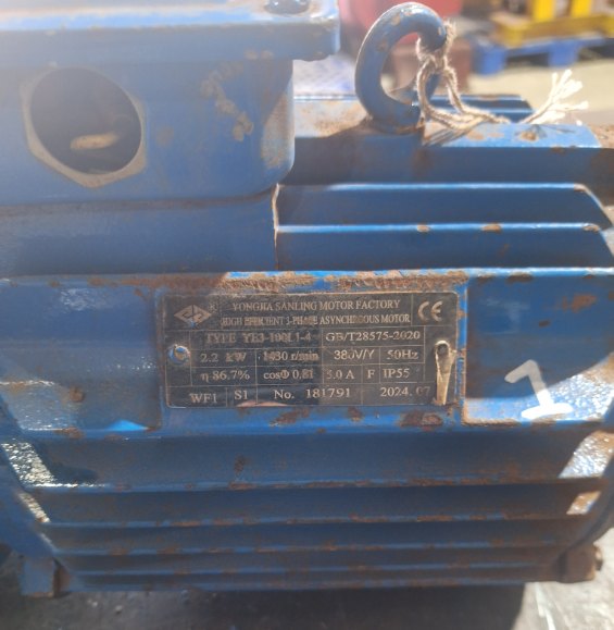 Nameplate Motor Rotary Valve 2,2KW Yongjia Sanling