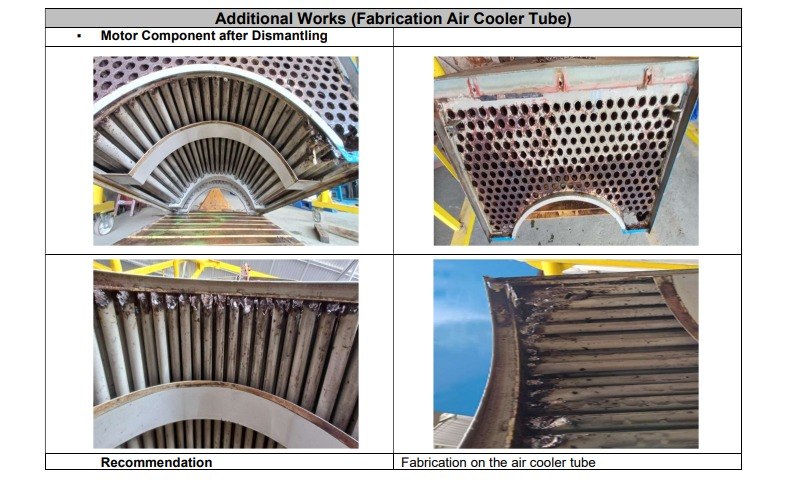 Fabrication air cooler tube untuk motor MV 370KW Toshiba
